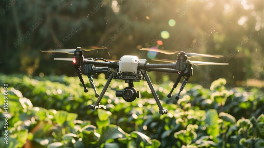 An AI-powered agricultural drone monitoring crop health and detecting pests. An AI-powered agricultural drone monitoring crop health and detecting pests.