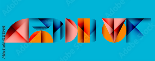 Abstract geometric pattern with intersecting circles and triangles in gradients. The high-contrast composition creates depth and a dynamic, modern aesthetic