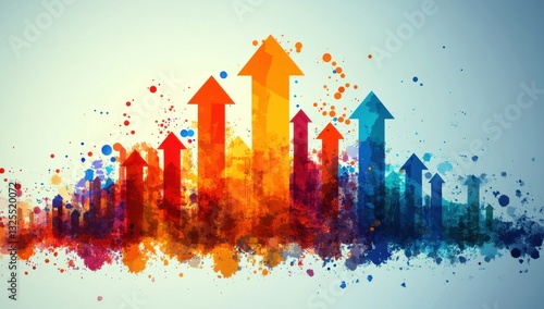Abstract Colorful Upward Arrows Representing Growth and Success