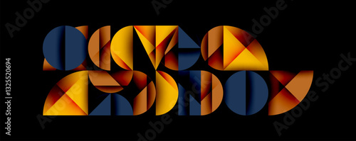 Abstract geometric pattern with intersecting circles and triangles in gradients. The high-contrast composition creates depth and a dynamic, modern aesthetic