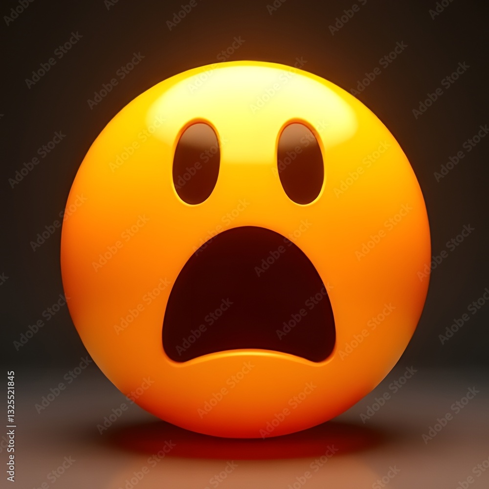 Fototapeta premium Scared Emoji Expressing Shock and Awe in a Glossy, Vibrant Style