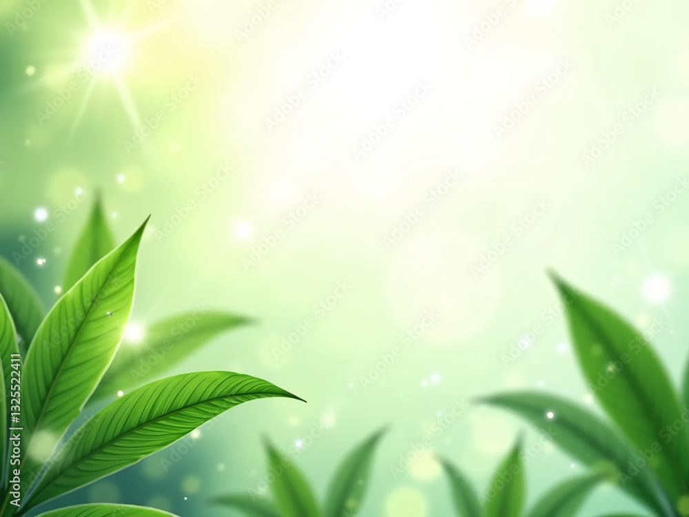 Obraz premium Green leaves and copy space. Background material. Leaf veins.