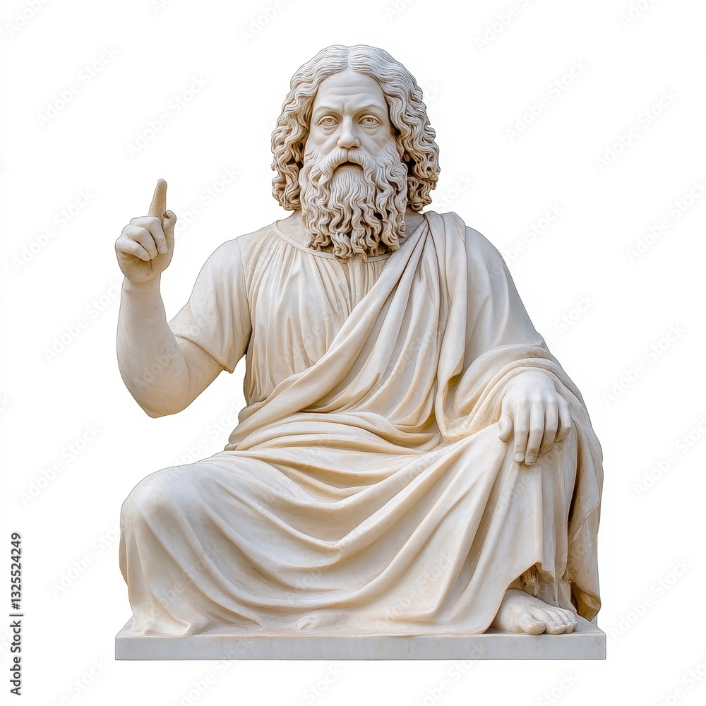 Obraz premium Majestic Marble Statue Of A Seated Bearded Man, Generative AI.
