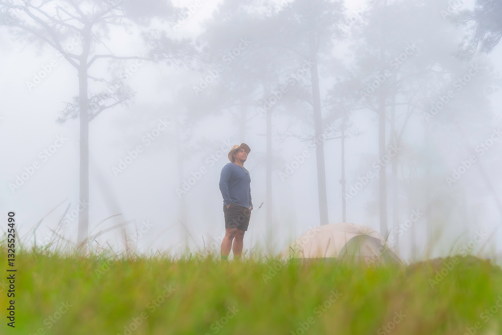 Relax morning weather sky Mist. On the mountains, the morning atmosphere. Relax morning weather sky Mist. On the mountains, the morning atmosphere.