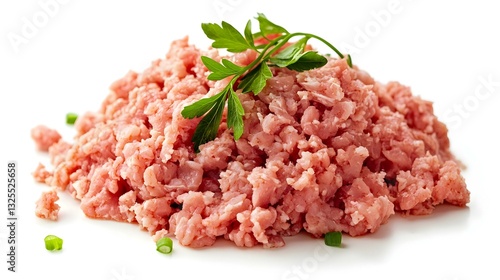Fresh turkey minced meat isolated on white