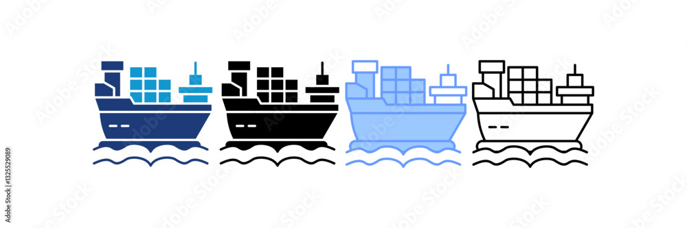 Obraz premium Cargo Ship icon set multiple style collection 