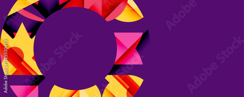 Abstract geometric artwork with interwoven angular and curved shapes, dynamic composition with smooth gradients and bold contrasts