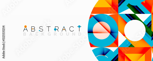 Abstract geometric artwork with interwoven angular and curved shapes, dynamic composition with smooth gradients and bold contrasts