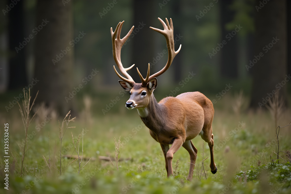 Deer Bounding Through the Forest, Captured in Crisp Detail Deer Bounding Through the Forest, Captured in Crisp Detail