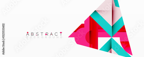 Abstract geometric composition with interlocking circular and angular shapes, featuring smooth gradients and sharp contrasts on a white background