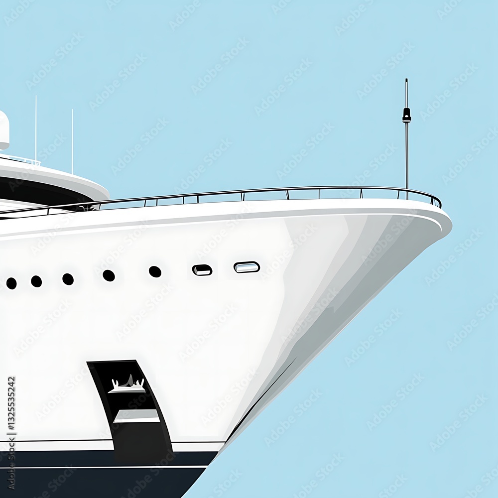 Naklejka premium Luxury Yacht Bow, Ocean Vessel Detail