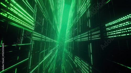 Obraz na płótnie Generative AI, Futuristic Abstract Light Streaks in Neon Blue and Emerald Green w salonie