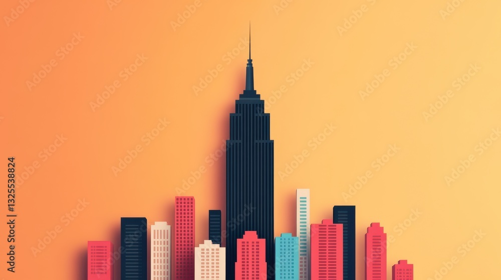 Obraz premium A large building surrounded by smaller buildings, symbolizing the strength and advantage of big businesses. Cost advantages and economies of scale.