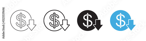 Cost reduction vector icon set
