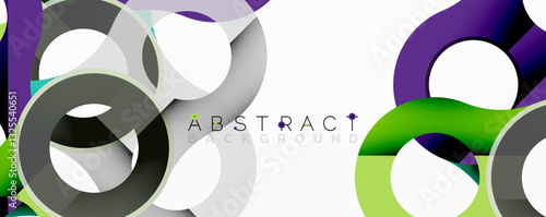 Abstract composition with intertwined circular and tubular forms creating fluid structure with gradients, depth, and sharp contrasts