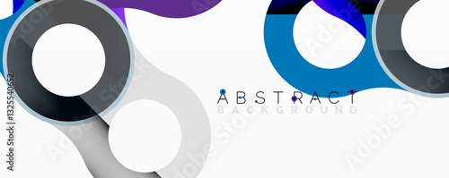 Abstract geometric pattern with interlocking circular and tubular shapes featuring smooth gradients, sharp contrasts, and dynamic layering