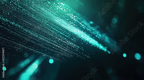 Obraz na płótnie Generative AI, Futuristic Abstract Light Streaks in Neon Blue and Emerald Green w salonie