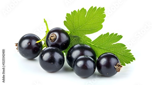 black currant with leaf isolated on white