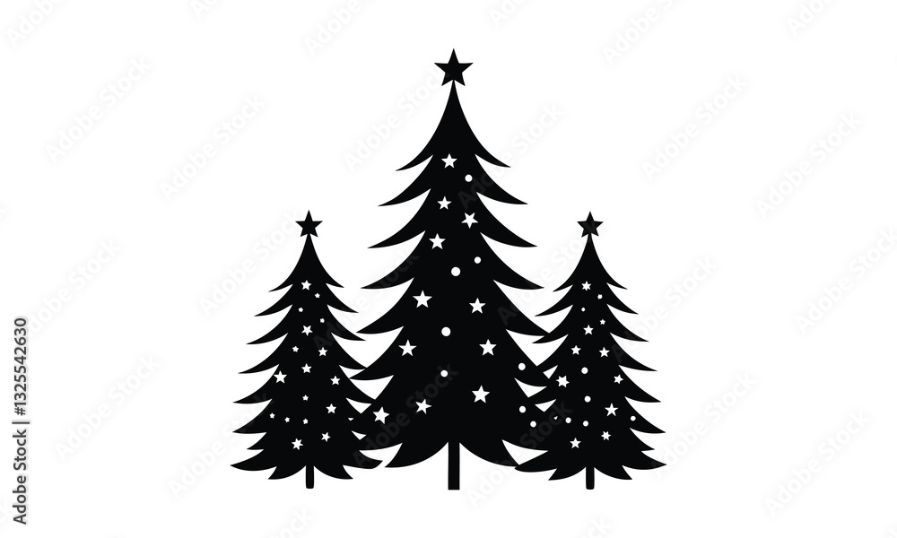 Obraz premium Three Christmas Tree Silhouette Vector
