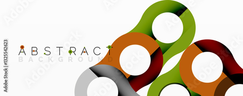 Abstract geometric pattern with interlocking circular and tubular shapes featuring smooth gradients, sharp contrasts, and dynamic layering