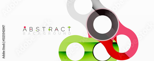 Abstract geometric pattern with interlocking circular and tubular shapes featuring smooth gradients, sharp contrasts, and dynamic layering