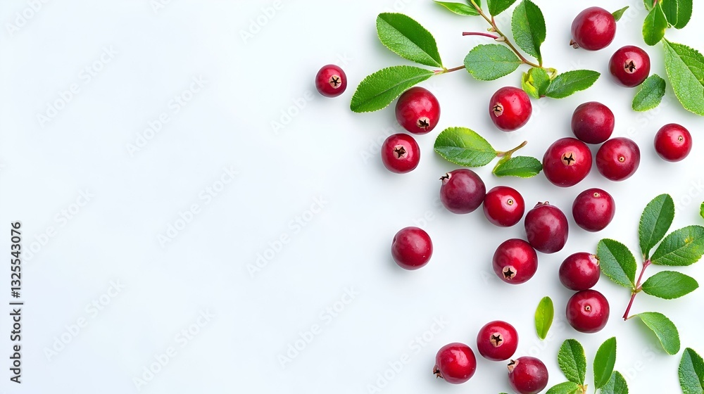 Cranberry with leaves isolated on white Cranberry with leaves isolated on white