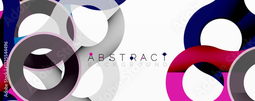 Abstract composition with intertwined circular and tubular forms creating fluid structure with gradients, depth, and sharp contrasts