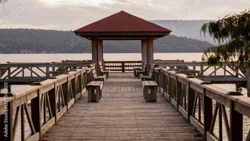 Wooden Bridge Over Lake
