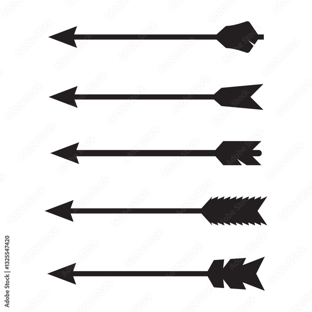 Bow arrow vector icons black Bow arrow vector icons black