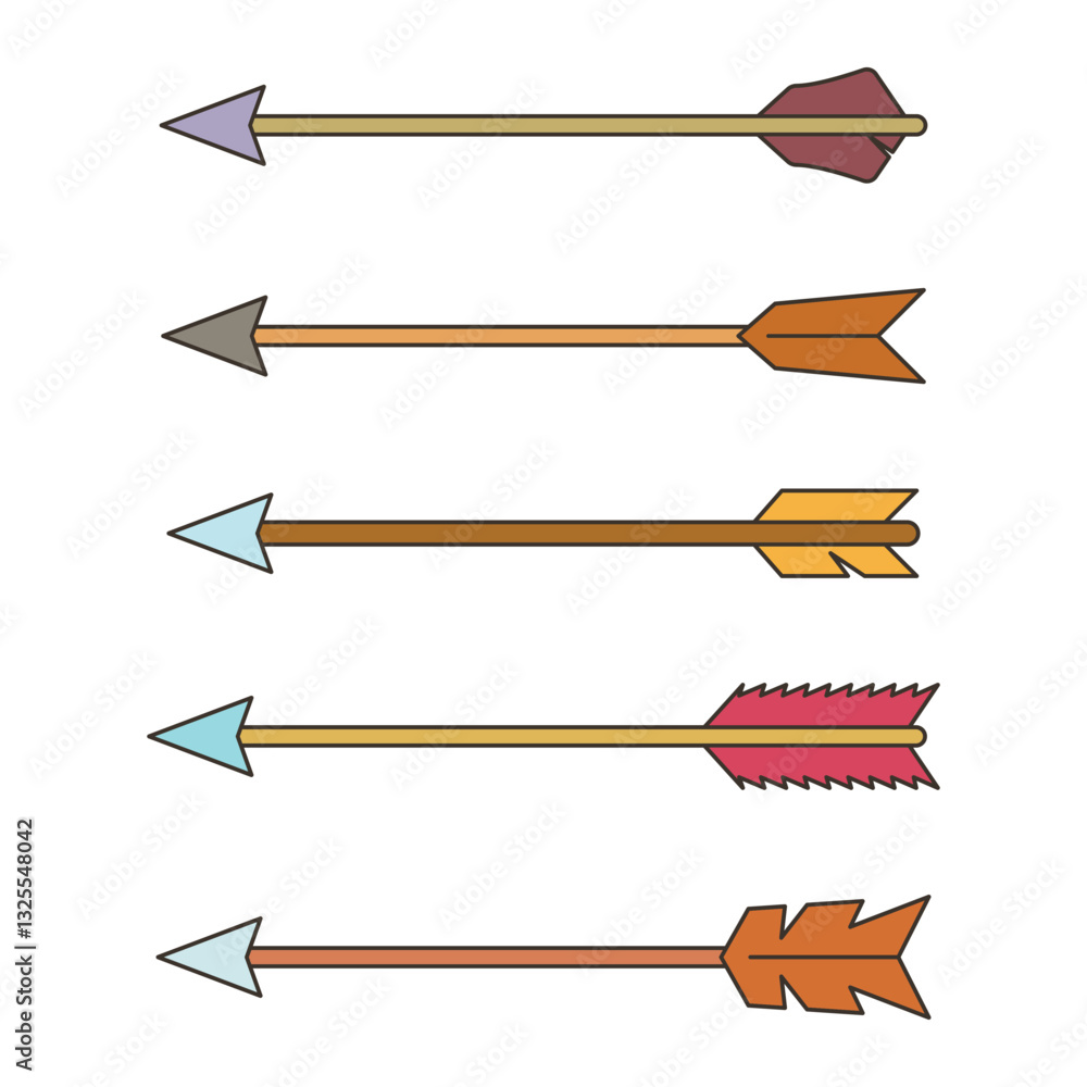 Fototapeta premium Bow arrow vector icons flat design