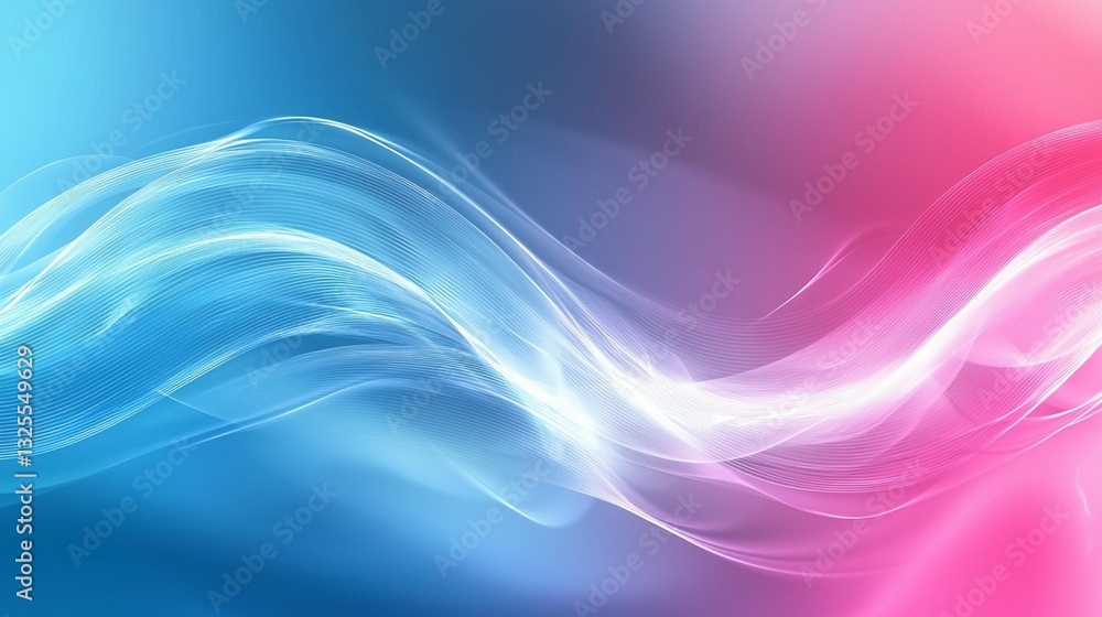 Naklejka premium Abstract flowing waves of blue and pink light.
