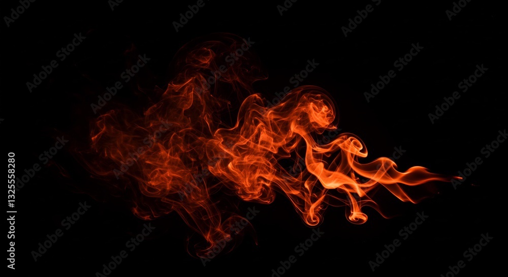 Fiery orange smoke swirls dramatically against black. AI Generated Fiery orange smoke swirls dramatically against black. AI Generated