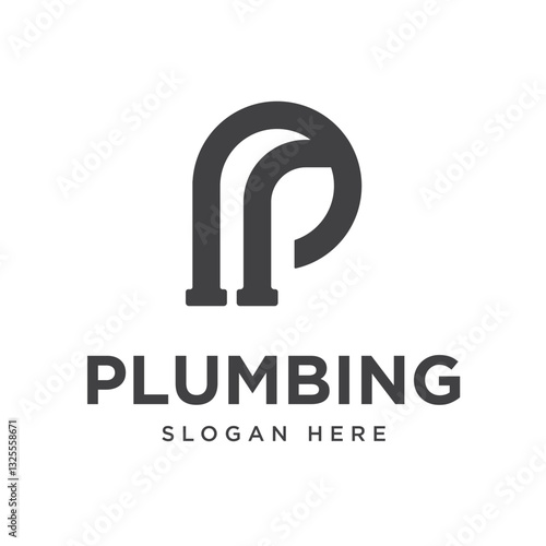 Simple Logo Design of Water Pipe forming the Letter P. Water Pipe Repair Logo Design. Vector Illustration for Plumbing Services, Plumbers, Pipe Fittings and Water Pipe Repairs