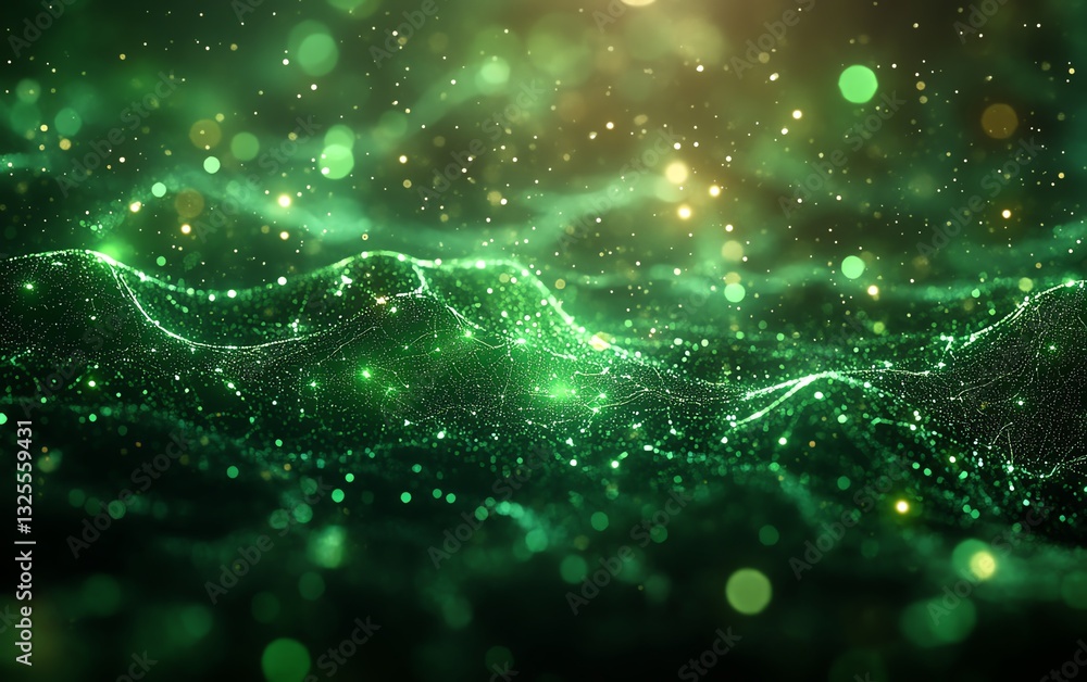 Bitcoin symbol created from glowing green digital particles on dark interconnected network, 3D rendering, cryptocurrency security, blockchain, digital finance, modern technology Bitcoin symbol created from glowing green digital particles on dark interconnected network, 3D rendering, cryptocurrency security, blockchain, digital finance, modern technology