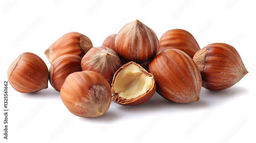 Hazelnuts in shells on white background cut out Hazelnuts in shells on white background cut out