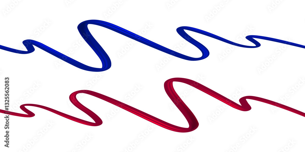 Blue and red wavy ribbons isolated on white background. 3d vector set Blue and red wavy ribbons isolated on white background. 3d vector set
