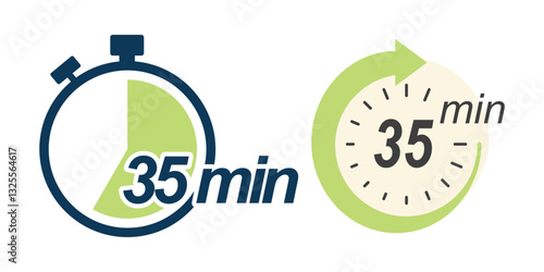35 minutes icon set flat design