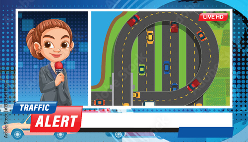 Animated Traffic Alert News Broadcast
