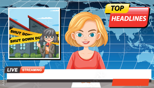 Animated News Broadcast Illustration