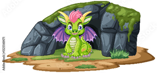 Cute Dragon in Rocky Cave