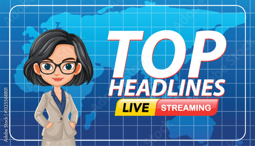 News Anchor Live Streaming Illustration