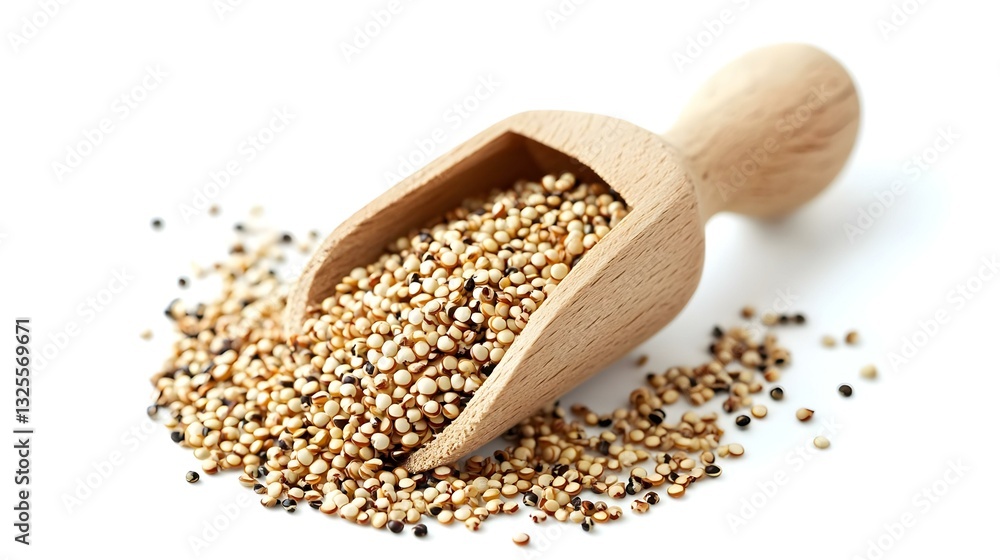 Raw whole unprocessed quinoa seed in wooden Raw whole unprocessed quinoa seed in wooden
