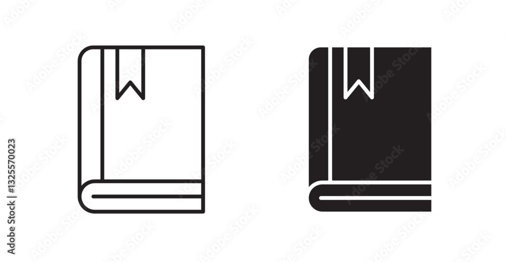 Book bookmark filled and outlined icons vectors on white background Book bookmark filled and outlined icons vectors on white background