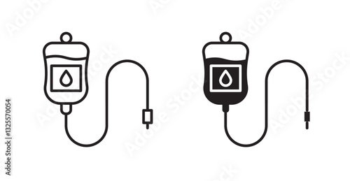 Blood transfusion filled and outlined icons vectors on white background