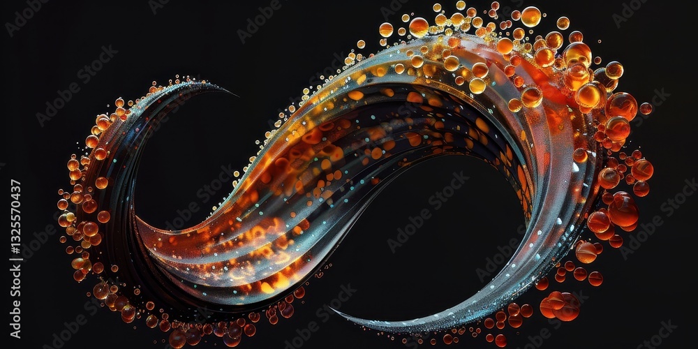 Abstract Liquid Art with Bubbles