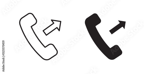 Call outgoing filled and outlined icons vectors on white background