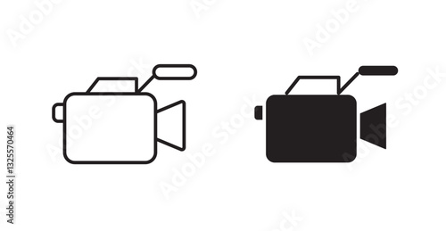 Camcorder filled and outlined icons vectors on white background