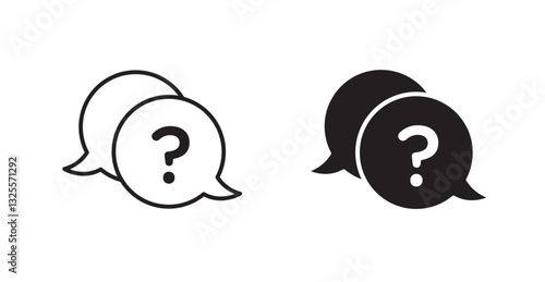 Comment question filled and outlined icons vectors on white background