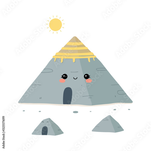 Drawing pyramids and desert in Giza, Egypt. Vector illustration