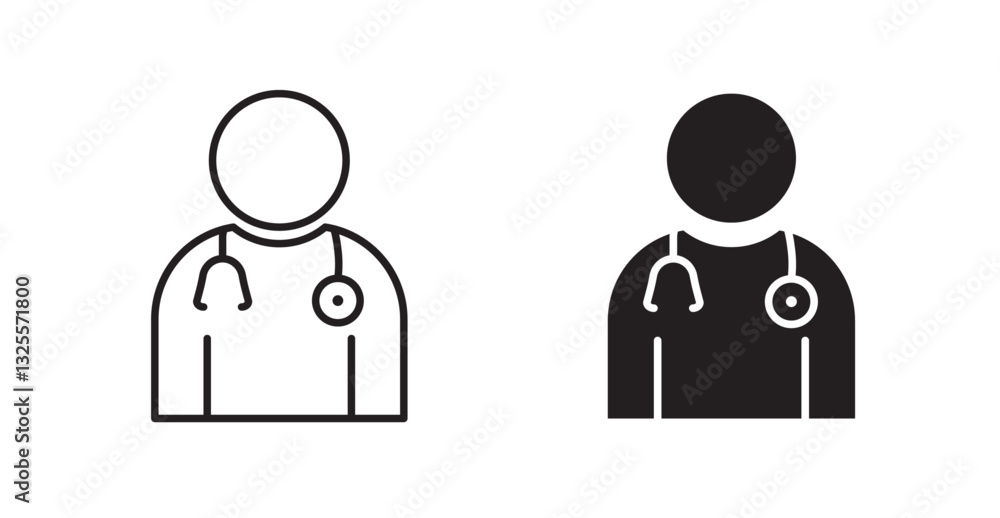 Doctor filled and outlined icons vectors on white background Doctor filled and outlined icons vectors on white background